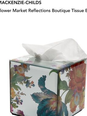 NWT. Tissue box in mirrored
Flower Market Reflections. 
Mackenzie Childs